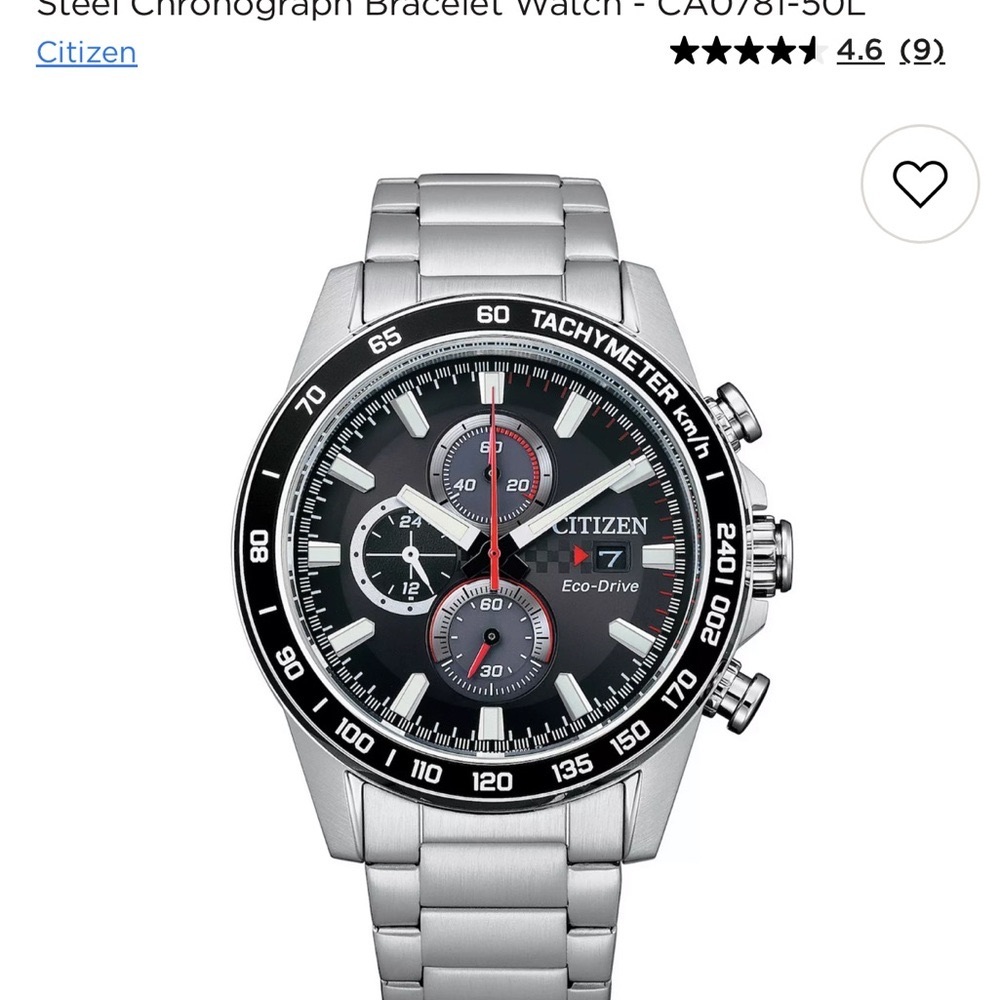 Citizen Eco-Drive Silver Chronograph with Black Dial